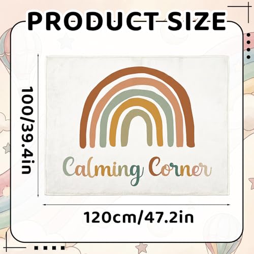 Boho Rainbow Calming Corner Rug 3.3 x 4 ft Soft Emotional Regulation Mat