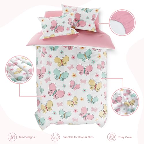 Butterfly Twin Bedding Set for Girls, 3-Piece Ultra Soft Microfiber Comforter
