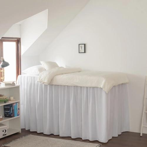 Twin XL Dorm Bed Skirt with 32 Inch Drop – Ruffled Microfiber Dust Ruffle