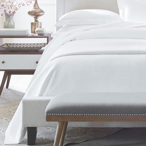 White King Size Peacock Alley Montauk Matelass Coverlet - 100% Egyptian Cotton Luxury Bedding