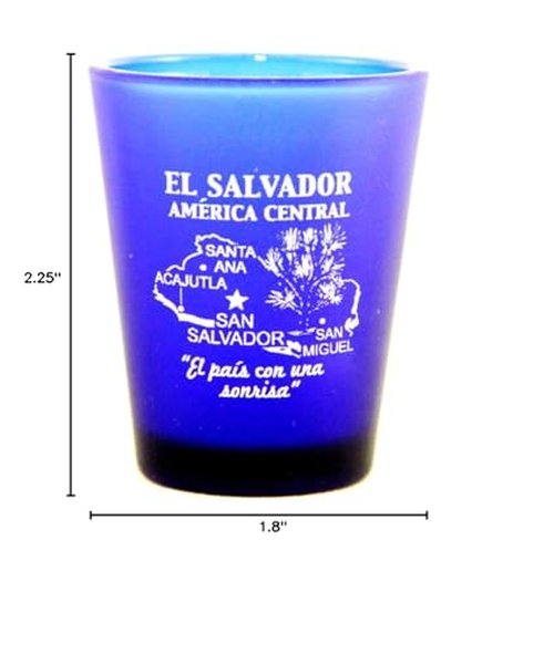 World By Shotglass El Salvador Central America Cobalt Blue Frosted Shot Glass