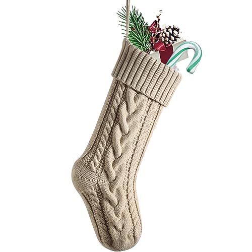 18-Inch Knitted Christmas Stocking, Large Holiday Fireplace Hanging Decoration