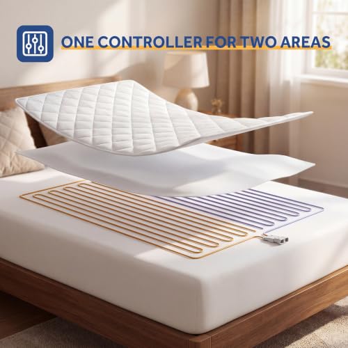 Queen Heated Mattress Pad with Dual Zone Control - 9 Heat Settings