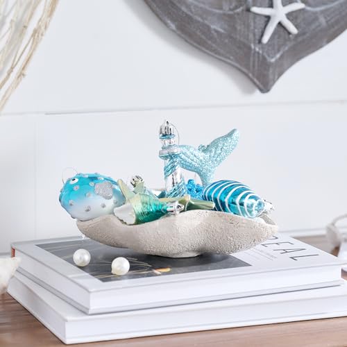 12-Piece Shatterproof Coastal Beach Tree Ornaments - Ocean Theme Decor
