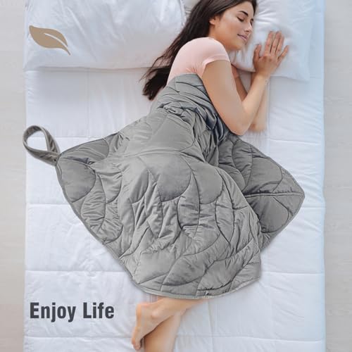 KAWBIYJ Grey 7lb Weighted Lap Blanket - Cozy Velvet Travel & Relaxation Gift