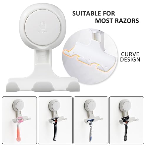 Suction Cup Razor Holder for Shower - 2 Pack Damage-Free Wall Hooks