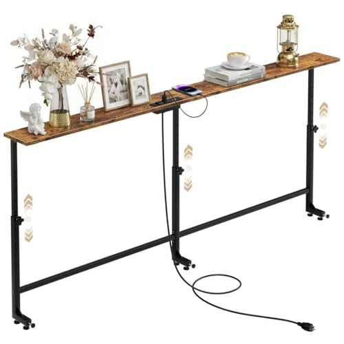 71-Inch Adjustable Behind-the-Couch Console Table with Power Outlets