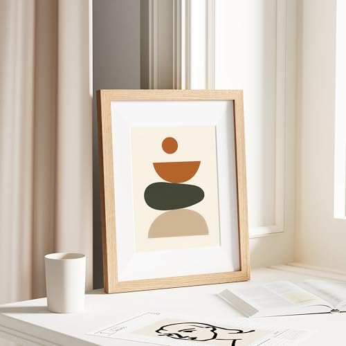 11x14 Solid Wood Picture Frame with Mat for 8x10 Photo - Natural Wood