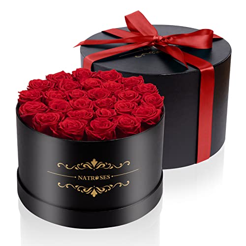 27-Piece Preserved Red Roses in Gift Box - Real Everlasting Flowers