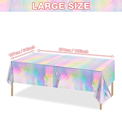 4-Pack Iridescent Holographic Plastic Tablecloths (54 x 108 in)
