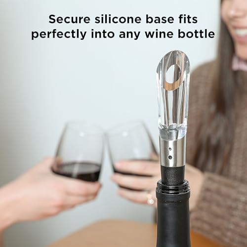 Instant In-Bottle Wine Aerator Pourer Spout with Drip-Free Silicone Base