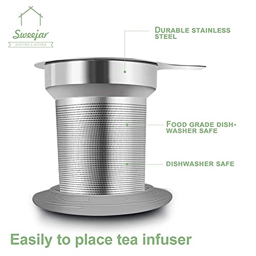 Sweejar 16oz Porcelain Tea Infuser Mug with Lid - Purple, Dishwasher Safe