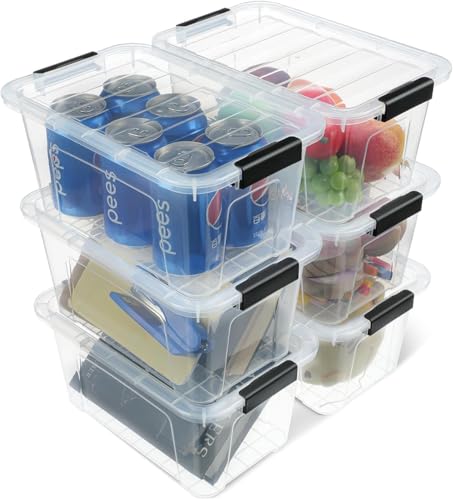 Clear Plastic Storage Bins with Lids 7 Quart 6 Pack Stackable