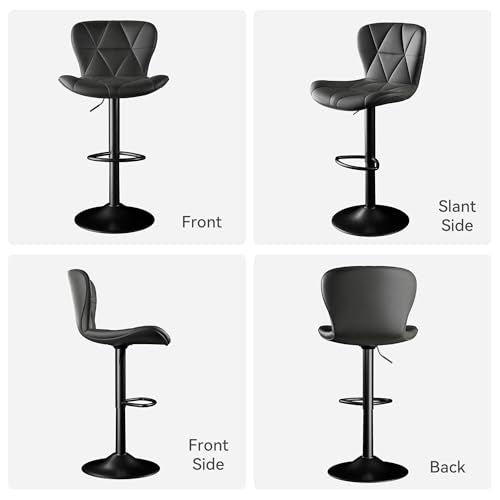 Adjustable Swivel Bar Stools Set of 2, Faux Leather Upholstered Bar Chairs