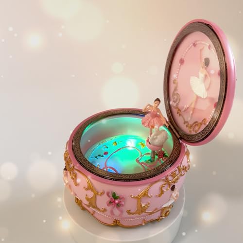 Ballerina Musical Jewelry Box with Rotating Dancer and LED Lights