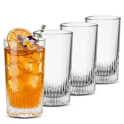 Bormioli Rocco Graphics Beverage Cooler Glasses Set of 4 15.25 Oz - Clear