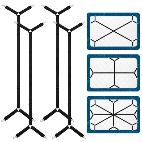Adjustable Bed Sheet Straps with Metal Clips - 4 Pack Elastic Fasteners