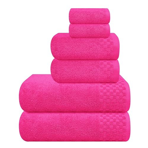 6-Piece Pure Cotton Towel Set - Soft Absorbent Bath, Hand & Washcloths