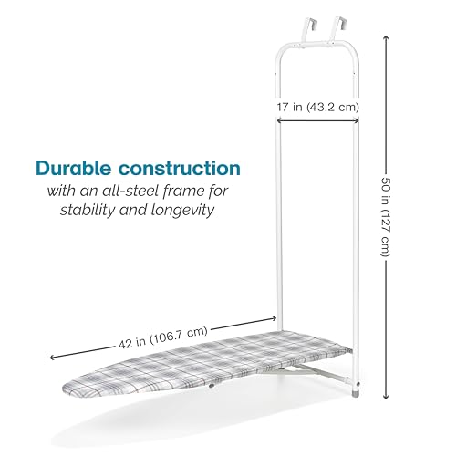 Over-the-Door Ironing Board with Cotton Cover and Pad - 42 x 14 Inch