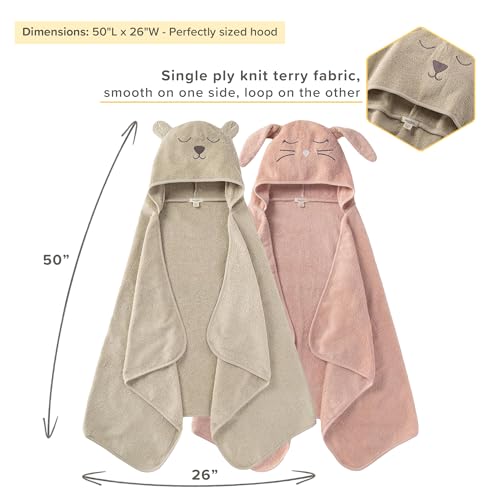 Burt's Bees Baby Organic Cotton Hooded Toddler Bath Towel - Animal Face