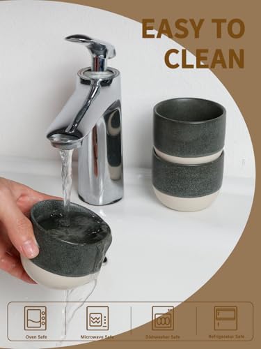 KERMANDO Matte Black 4oz Ceramic Espresso Cups Set of 4 | Demitasse Coffee Mugs