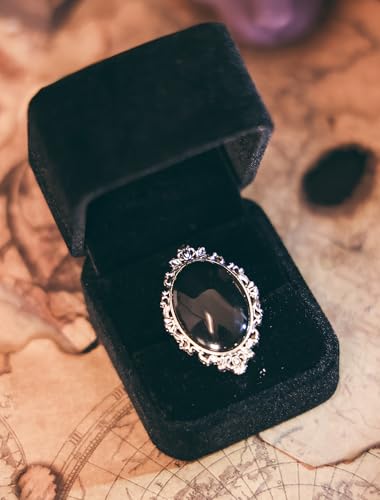 Obsidian Scrying Ring Antique Gothic Divination Tool for Meditation