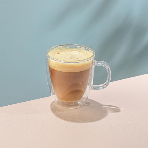 JoyJolt Savor Double Wall Insulated Glass Coffee Cups - Set of 2, 13.5oz, Clear - Coffee Mug Variation