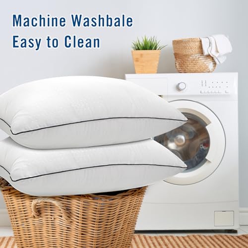 Standard Size Bed Pillows 4 Pack - Comfortable & Machine Washable