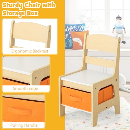3-in-1 Wooden Kids Activity Table and Chair Set with Storage