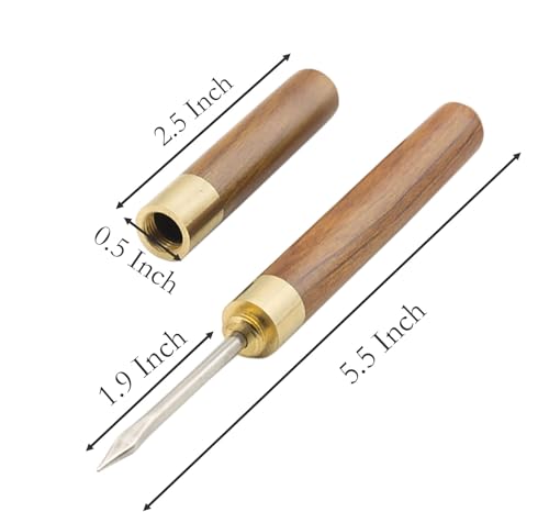 Small Ice Pick with Wooden Handle & Cover - 5.5 Inch Stainless Steel Ice Crusher for Home & Bar (2 Pack)