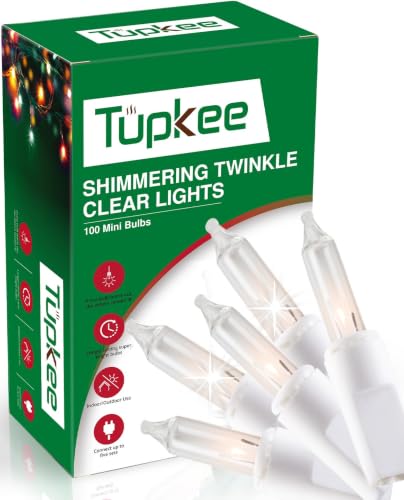 Tupkee 100 Clear Twinkle Lights, 20.5 ft, White Wire, End-to-End 5 Sets