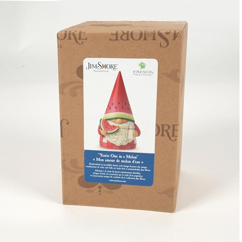 Enesco Jim Shore Heartwood Creek You're One in a Melon Watermelon Gnome Figurine- Stone Resin Hand Painted Crafted Collectible Decorative Gnomes Figurines Home Decor Statue, 4.5 Inch