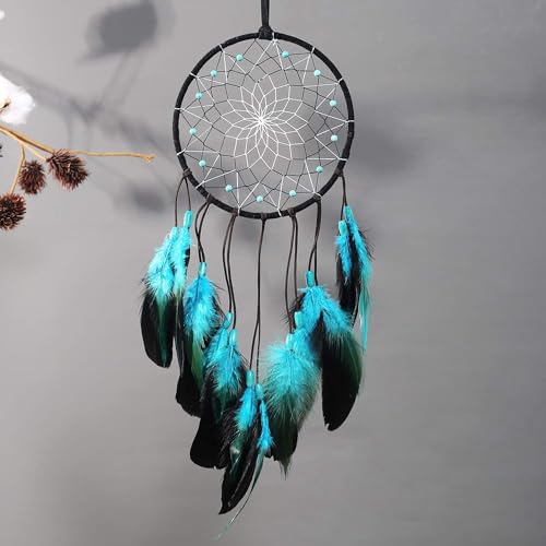 Handmade Blue Feather Dream Catcher Wall Hanging Decor 18-Inch