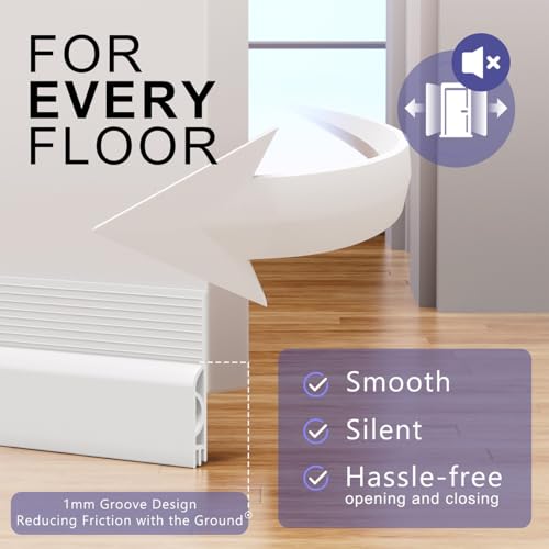 Adjustable Silicone Door Draft Stopper & Bottom Seal Strip, 39 Inch, White