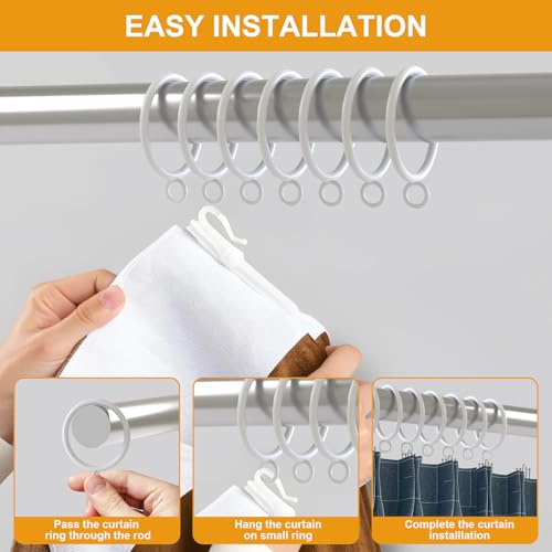24 Pack 1.5-Inch White Metal Curtain Rings for Rods up to 1.25 Inches