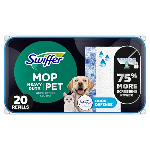 Heavy Duty Wet Mop Cloth Refills with Pet Odor Defense - 20 Count