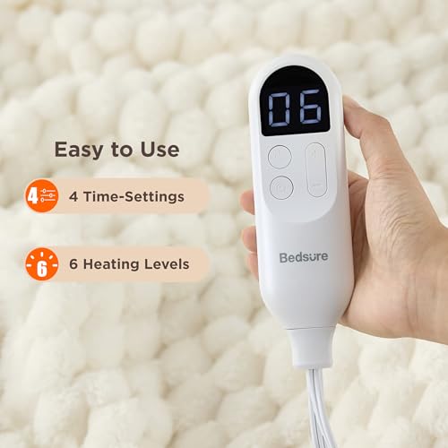 Heated Throw Blanket, 50x60 Inch Electric Blanket with 6 Heat Settings