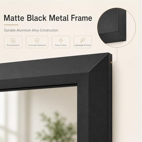 24x36 Matte Black Bathroom Vanity Mirror, Rectangle Wall Mirror with Metal Frame