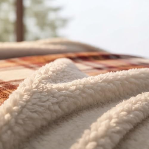 Reversible Plaid Sherpa Throw Blanket - Ultra Soft Fleece 50x60