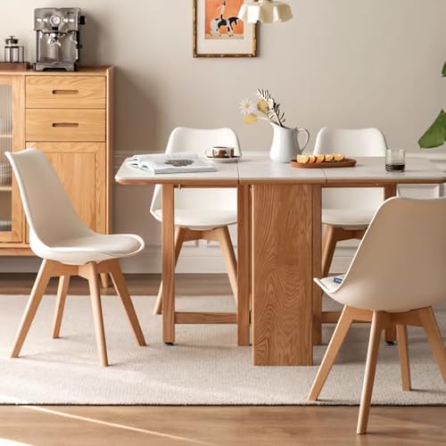Mid-Century Modern Dining Chairs with Padded Seat and Wood Legs, Set of 2