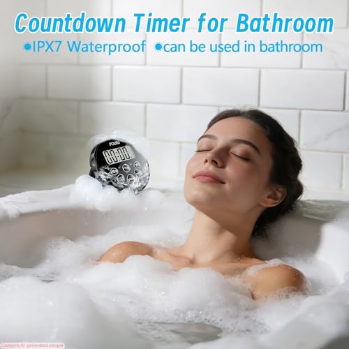 Digital Waterproof Shower Timer and Clock with Magnetic Back and Stand
