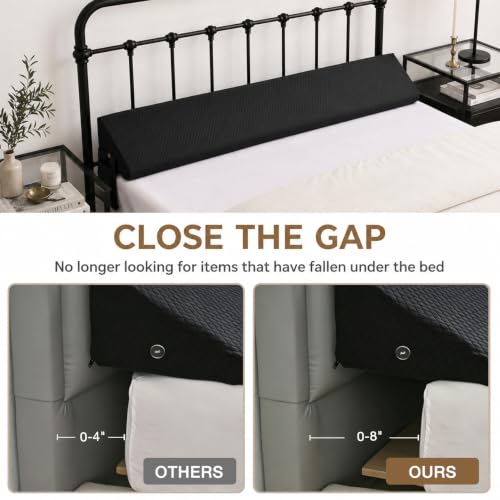 Twin Bed Wedge Pillow for Headboard Gap Filler - High-Density Foam