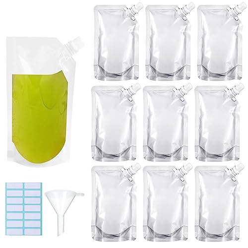 SKYPRO 100ml Reusable Drinking Flask - 3oz Transparent, Leak-Proof, Heat & Cold Resistant with Funnel (Set of 10)