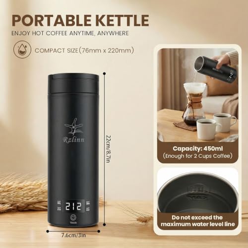 Portable Electric Travel Kettle, 120V 450ml 316 Stainless Steel Tea Boiler
