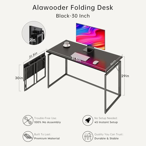 31.5" Small Space Folding Desk - No Assembly Wood Home Office Desk