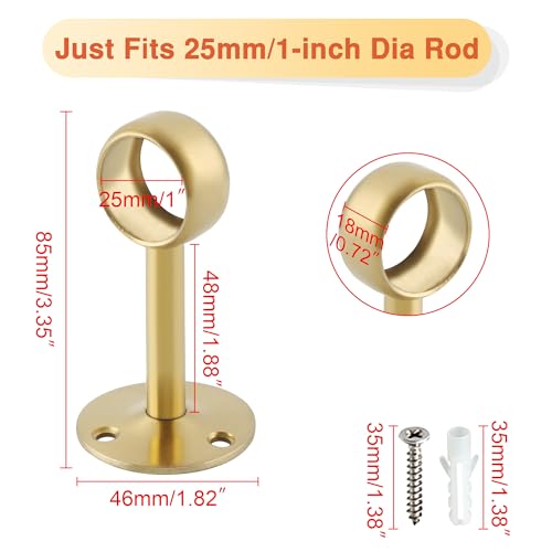 Heavy Duty 1-Inch Curtain Rod Brackets - Ceiling or Wall Mount, 4 Pack