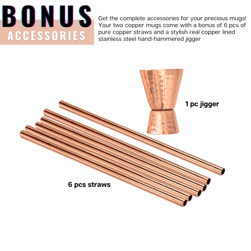 Set of 6 Copper Moscow Mule Mugs with Stainless Steel Interior & Accessories – Gift Set