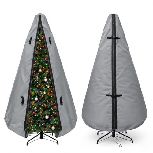 Hadisi Grey 9Ft Upright Christmas Tree Storage Bag with Support Rod Technology