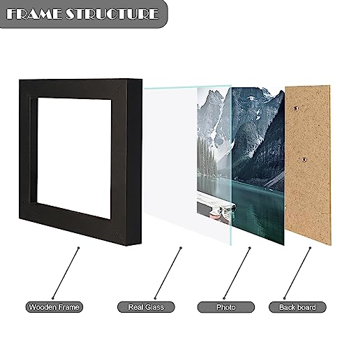 4x4 Black Square Picture Frames Set of 3 - Tabletop & Wall Hanging