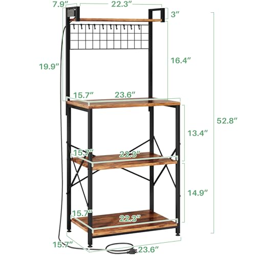 4-Tier Kitchen Bakers Rack with Power Outlet, Microwave & Coffee Stand
